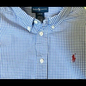 Ralph Lauren Blue and White Checkered Kids Button Down Shirt